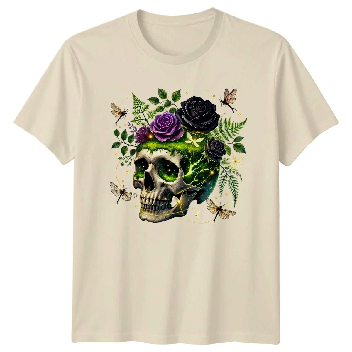 Mystical Floral Skull With Glowing Art Gothic Fantasy - Adult & Kids T-Shirts, Sweatshirts & Hoodies apparel design preview 1