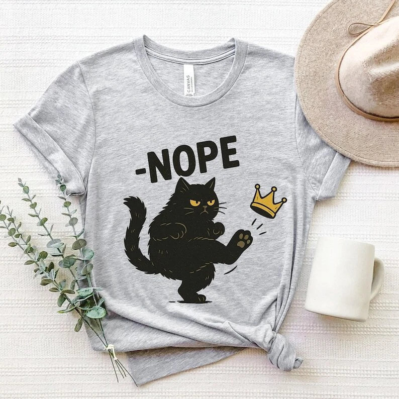 No Kings in America Black Cat Funny Political Meme - Adult & Kids T-Shirts, Sweatshirts & Hoodies apparel design preview 1