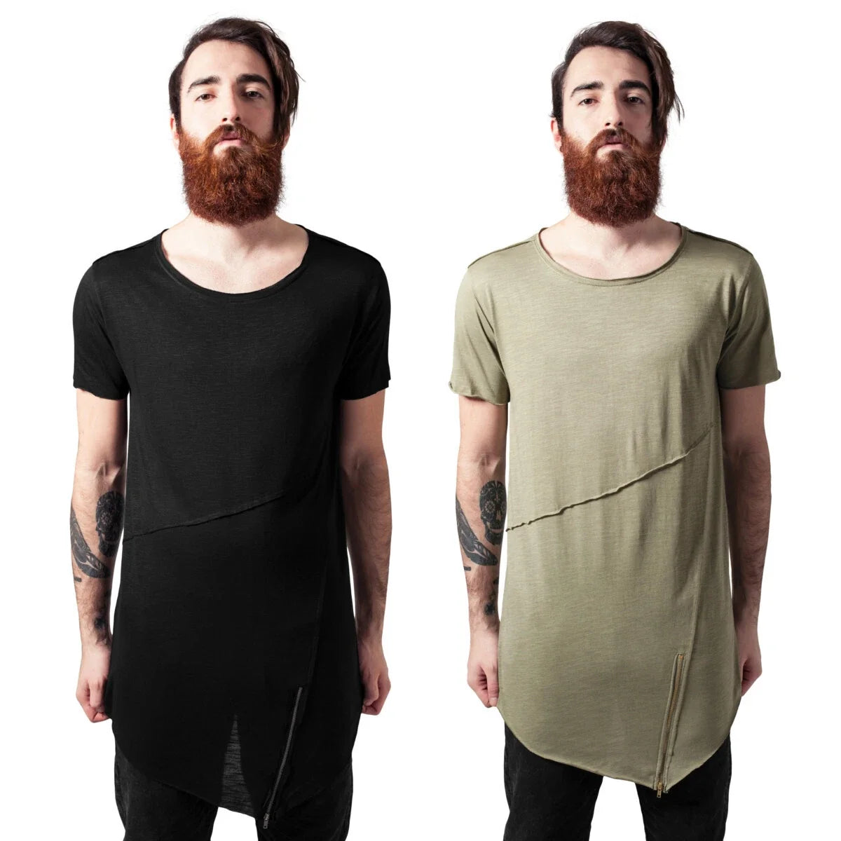Urban Classics Long Open Edge Zip Front Tea Mens - Adult & Kids T-Shirts, Sweatshirts & Hoodies apparel design preview 1