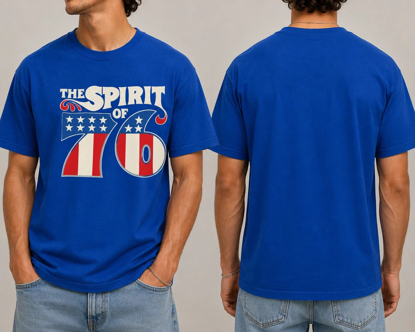 Spirit of 76 Vintage American Flag Retro Patriotic - Adult & Kids T-Shirts, Sweatshirts & Hoodies apparel design preview 1