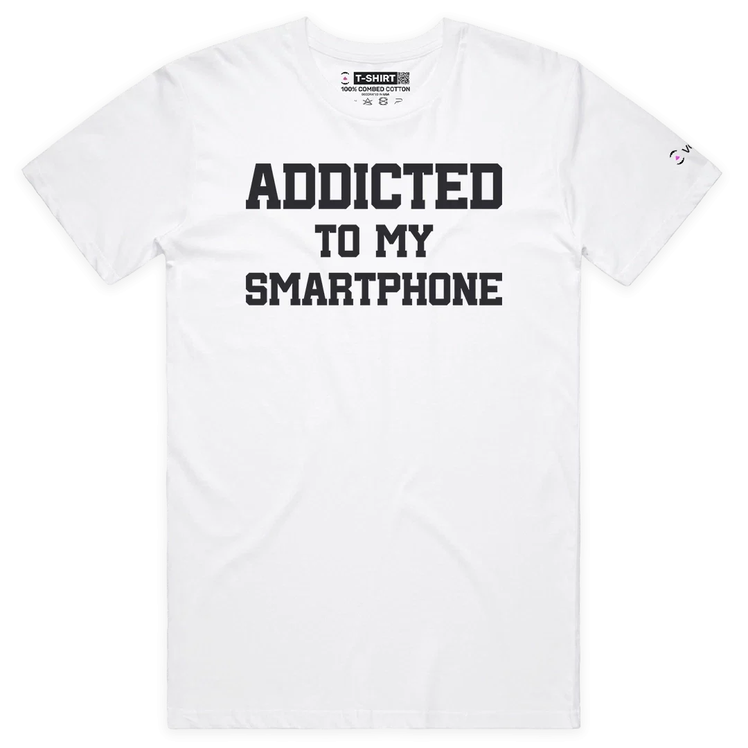 VOICEART Addicted To My Smartphone Dad Jokes Funny - Adult & Kids T-Shirts, Sweatshirts & Hoodies apparel design preview 1