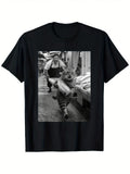 Funny Cat Steals Fish Market Black White Meme Unisex - Adult & Kids T-Shirts, Sweatshirts & Hoodies apparel design preview 1