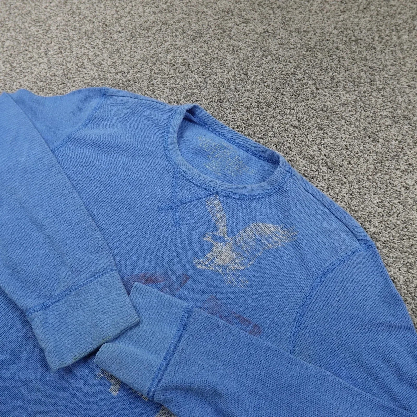 American Eagle Mens 2XL Blue Waffle Knit Thermal - Adult & Kids T-Shirts, Sweatshirts & Hoodies apparel design preview 1