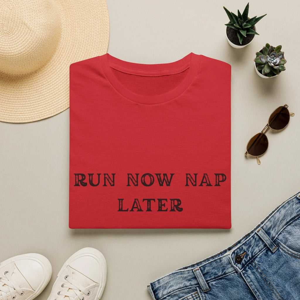 Run Now Nap Later Funny Running Quote - Adult & Kids T-Shirts, Sweatshirts & Hoodies apparel design preview 1