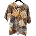 Vintage 70s Handmade Brown Patchwork Cotton Batik - Adult & Kids T-Shirts, Sweatshirts & Hoodies apparel design preview 1