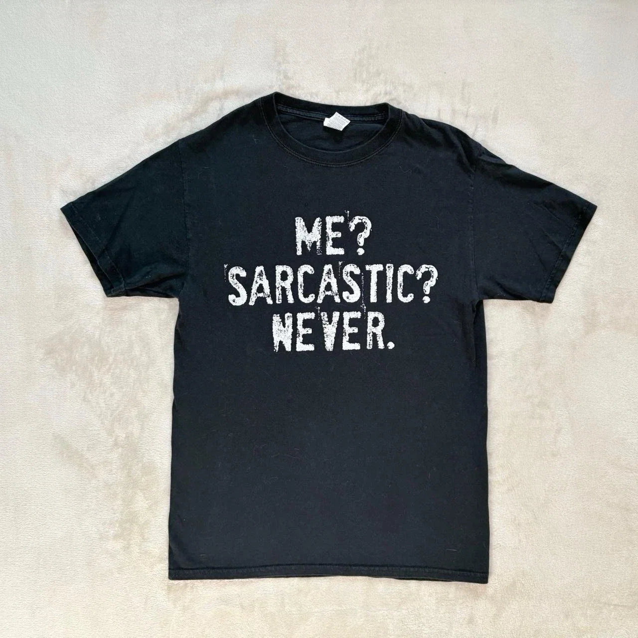 Me? Sarcastic? Never... Mens Size Small Black Short - Adult & Kids T-Shirts, Sweatshirts & Hoodies apparel design preview 1