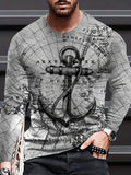 Men Black Gray Nautical Anchor Print USA Size - Adult & Kids T-Shirts, Sweatshirts & Hoodies apparel design preview 1