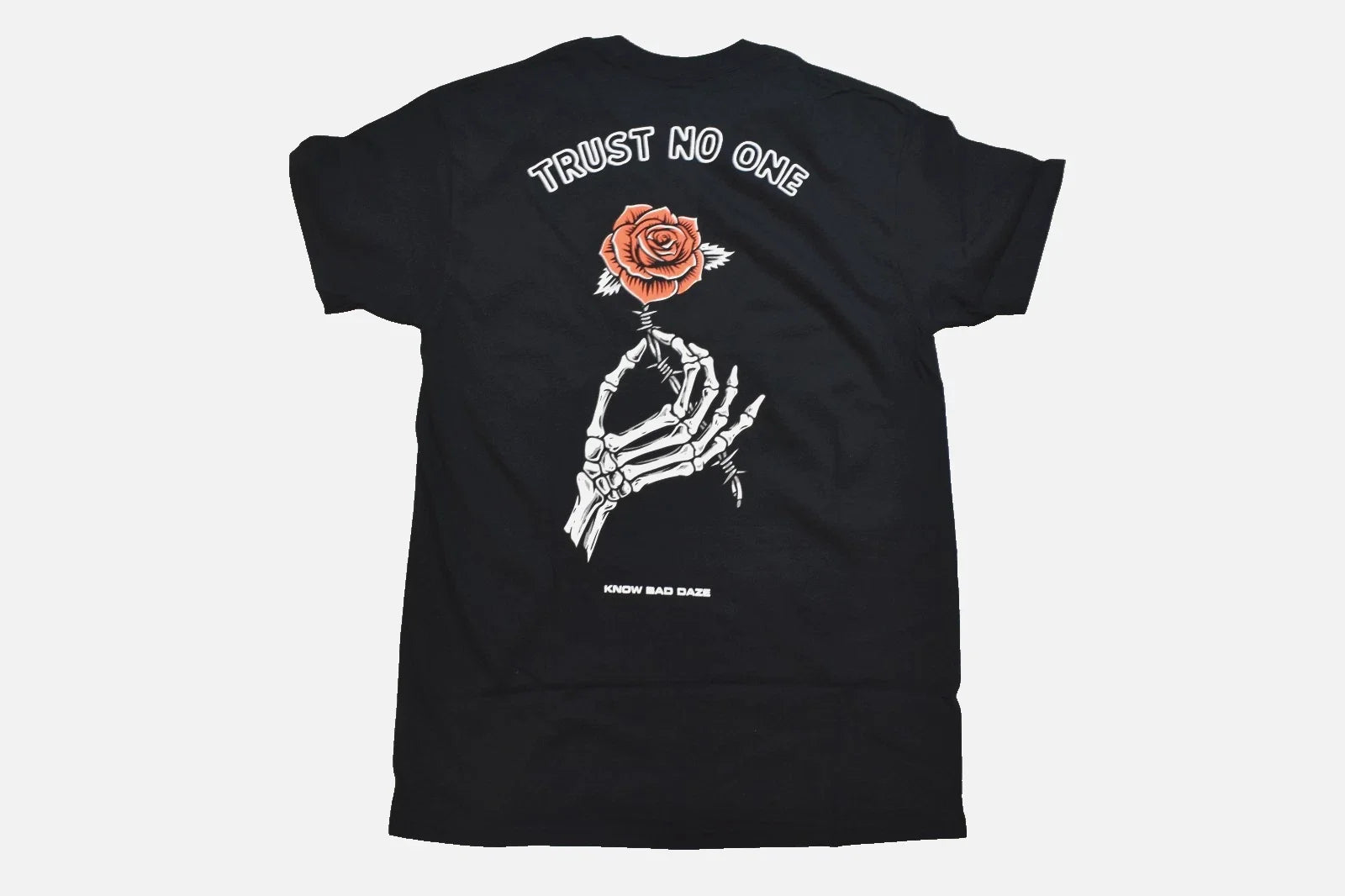 Know Bad Daze Trust No One Mens Black Skeleton Hand - Adult & Kids T-Shirts, Sweatshirts & Hoodies apparel design preview 1
