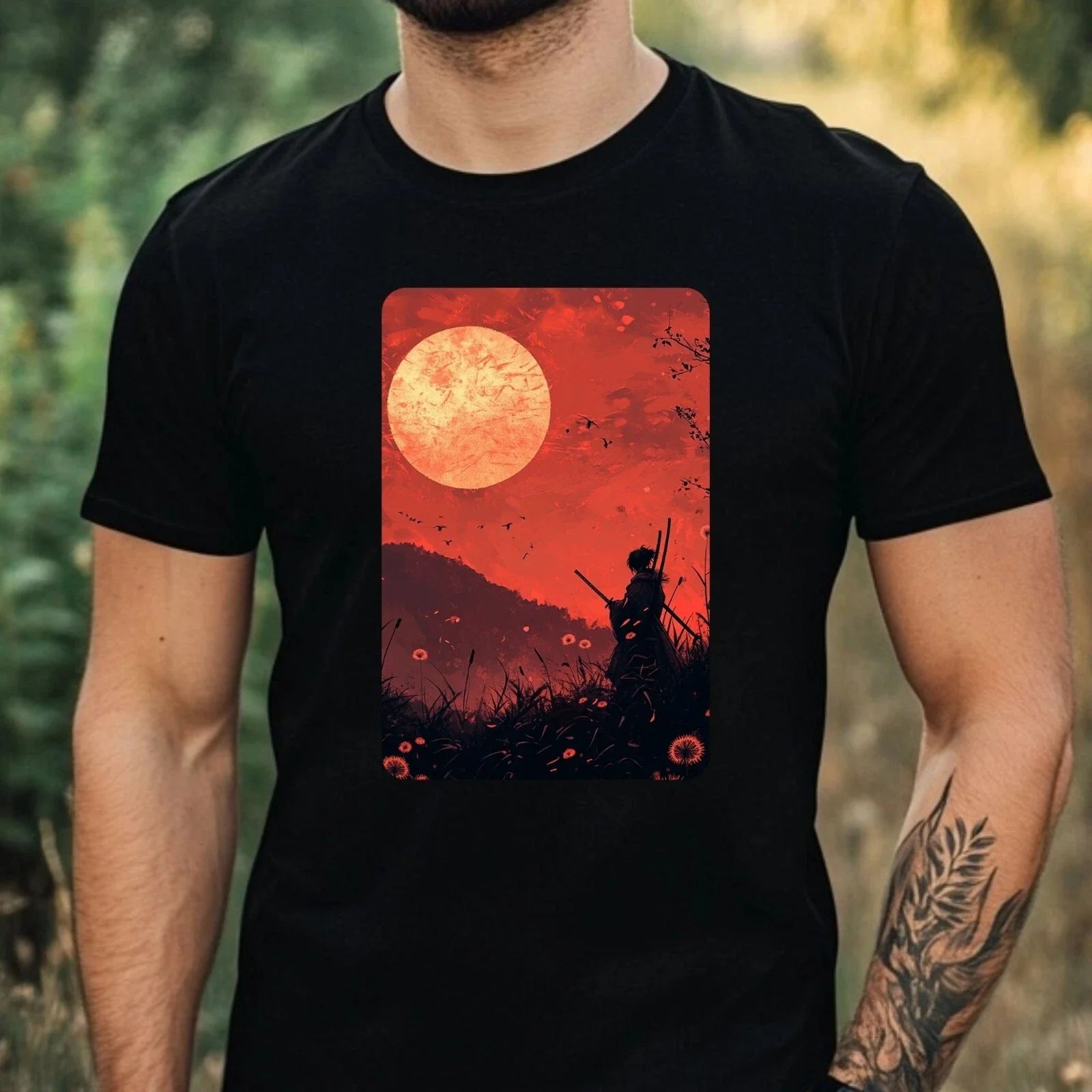 Mens Samurai Dandelion Print Cotton Size XS to 5XL - Adult & Kids T-Shirts, Sweatshirts & Hoodies apparel design preview 1