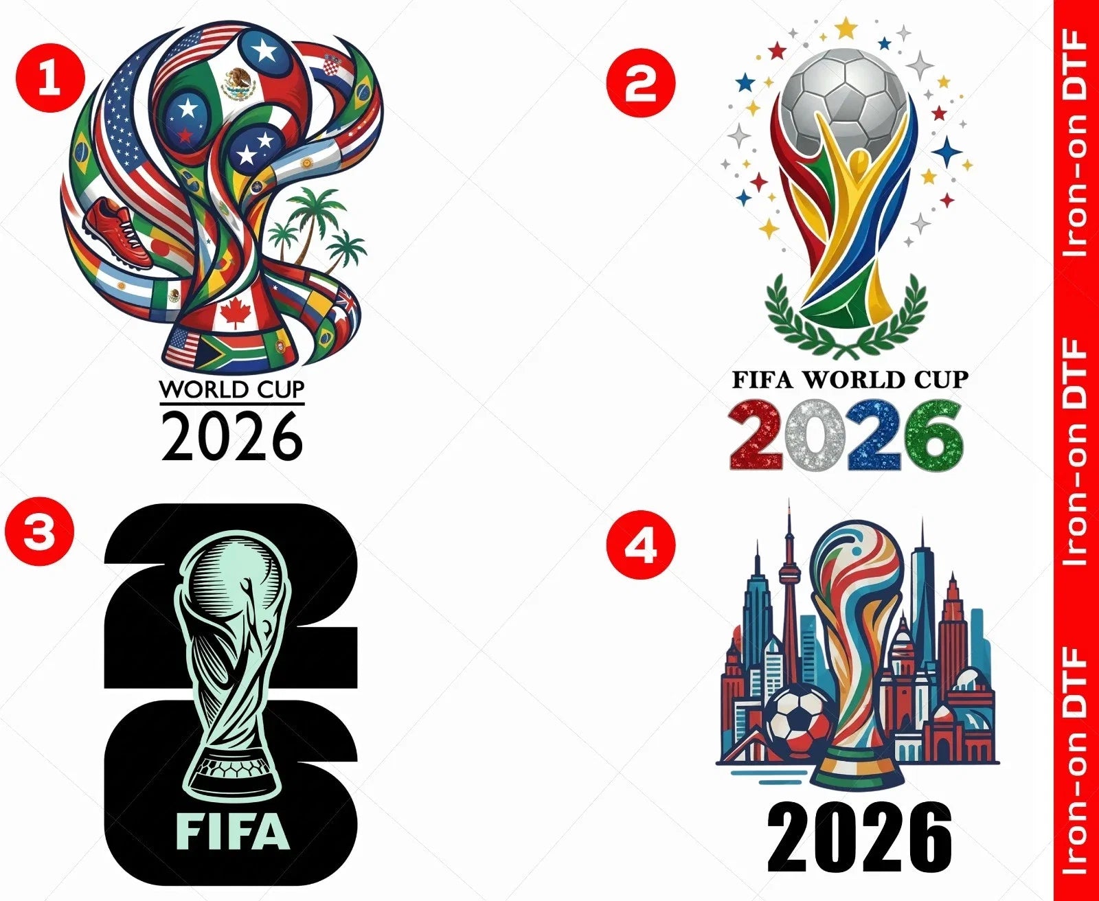 Football World cup 2026 DTF Iron On Heat Transfer - Adult & Kids T-Shirts, Sweatshirts & Hoodies apparel design preview 1