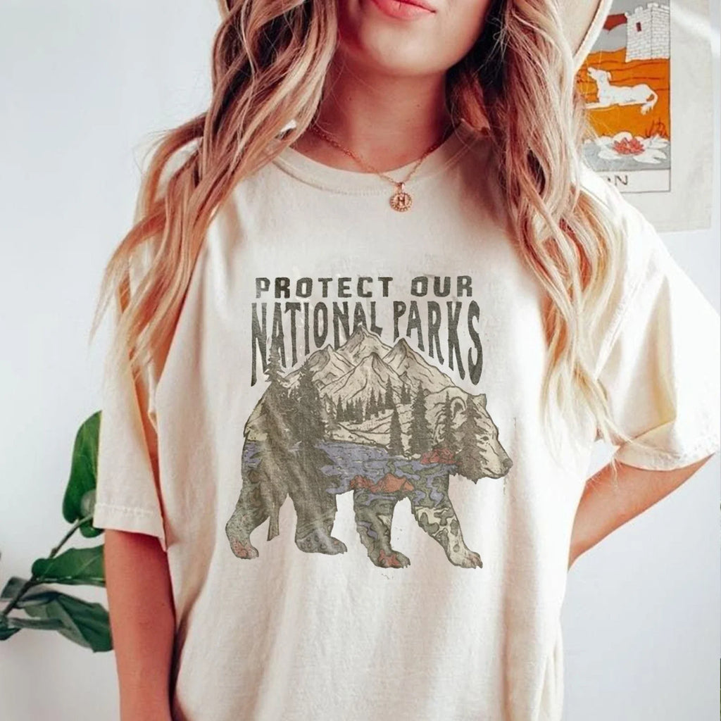 National Parks Bear Graphic Protect Our Nature Love - Adult & Kids T-Shirts, Sweatshirts & Hoodies apparel design preview 1