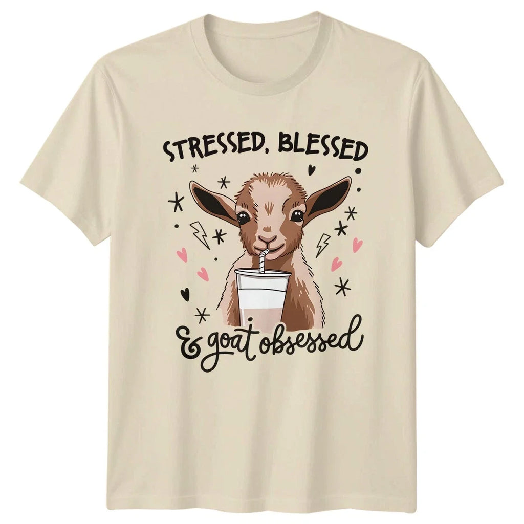 Stressed Blessed And Goat Obsessed Farm Animals - Adult & Kids T-Shirts, Sweatshirts & Hoodies apparel design preview 1
