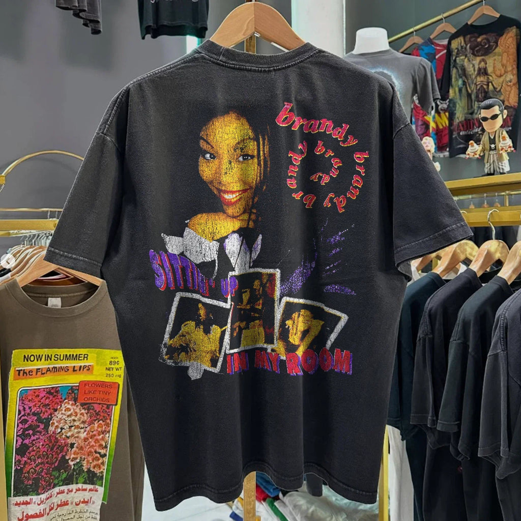 90s Brandy Sittin Up In My Room Promo Black XXL - Adult & Kids T-Shirts, Sweatshirts & Hoodies apparel design preview 1
