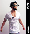 Pistol Boutique men's Fitted White Deep V neck - Adult & Kids T-Shirts, Sweatshirts & Hoodies apparel design preview 1