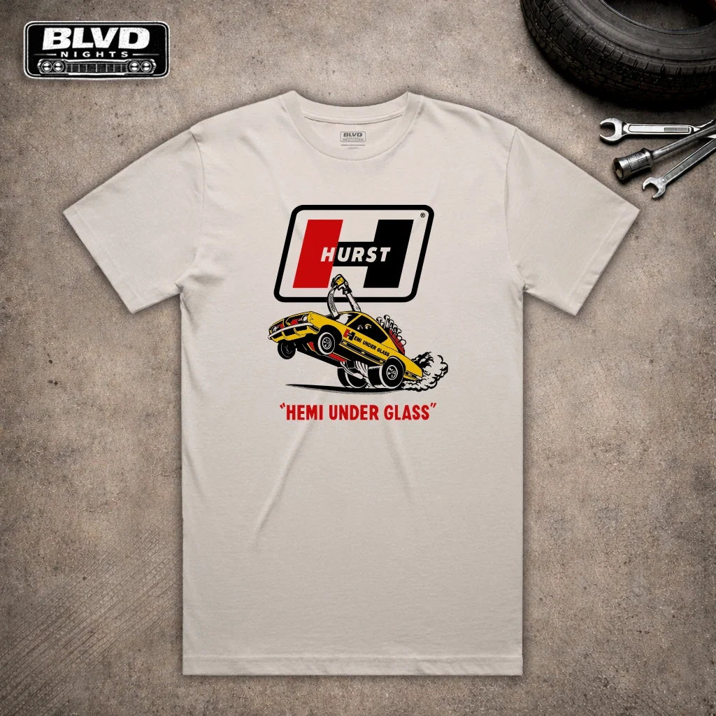 Hurst Shifters Vintage Muscle Car parts Hemi Chrysler - Adult & Kids T-Shirts, Sweatshirts & Hoodies apparel design preview 1