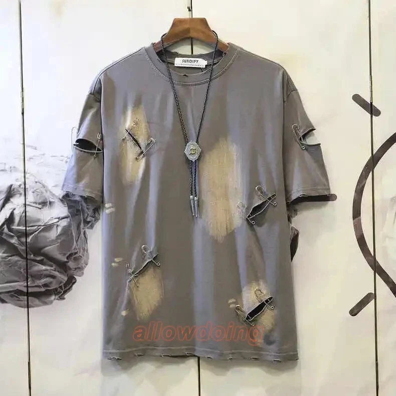 Men's Punk Rock Distressed Safety Pin Hollow Out High - Adult & Kids T-Shirts, Sweatshirts & Hoodies apparel design preview 1