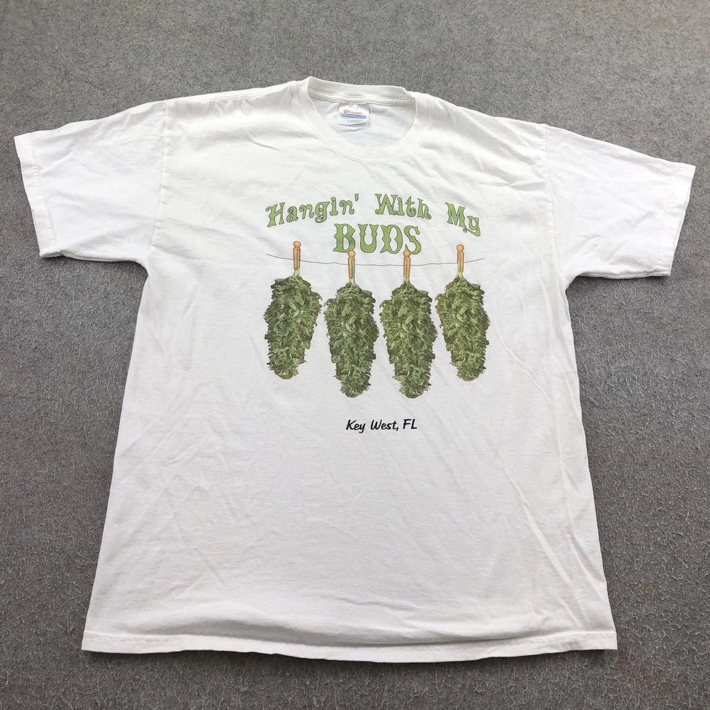 Vintage Weed Mens Large White Hanes Key West Hangin - Adult & Kids T-Shirts, Sweatshirts & Hoodies apparel design preview 1