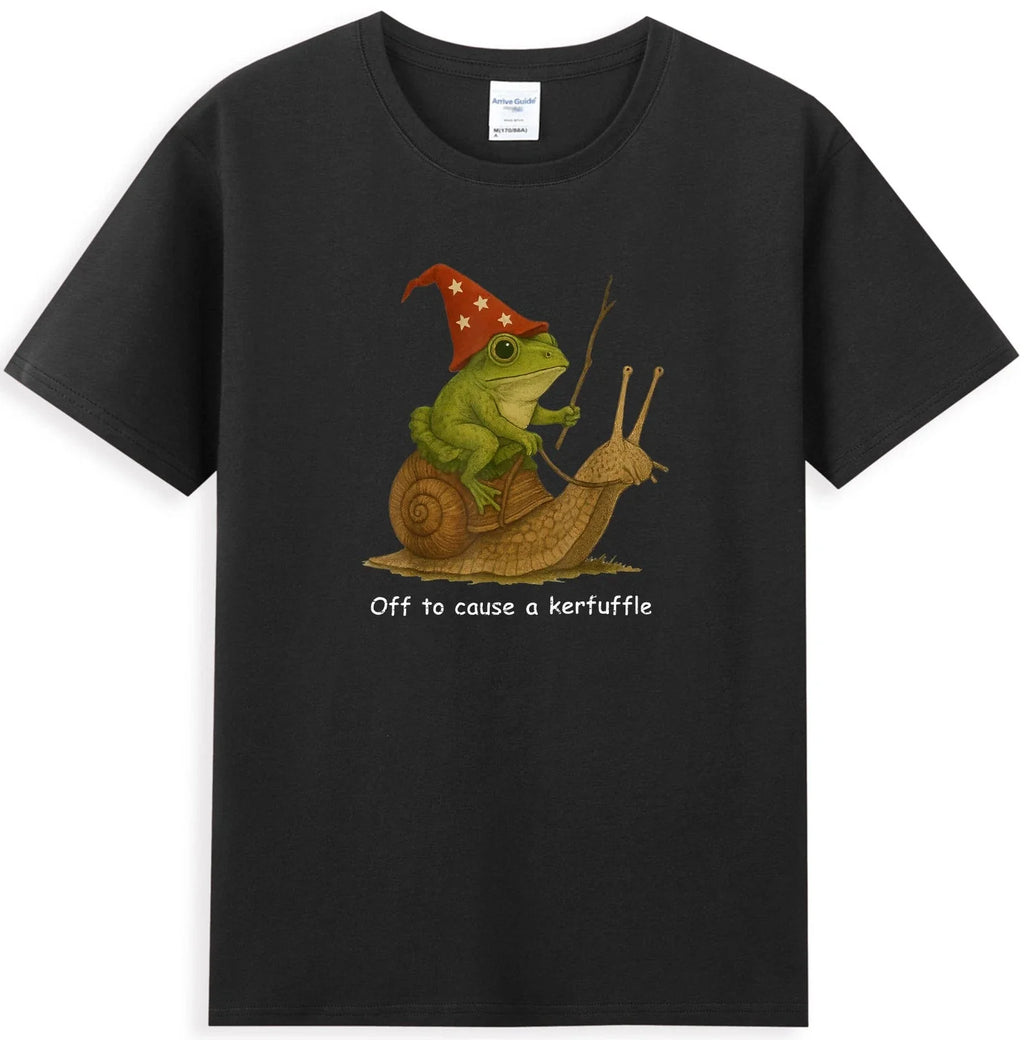 Whimsical Frog Wizard Off to Cause A Kerfuffle - Adult & Kids T-Shirts, Sweatshirts & Hoodies apparel design preview 1