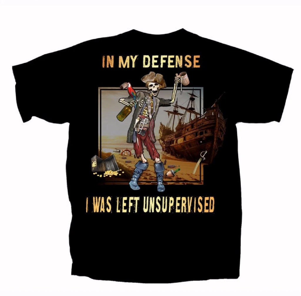 In My Defense I Was Left Unsupervised Pirate Short - Adult & Kids T-Shirts, Sweatshirts & Hoodies apparel design preview 1