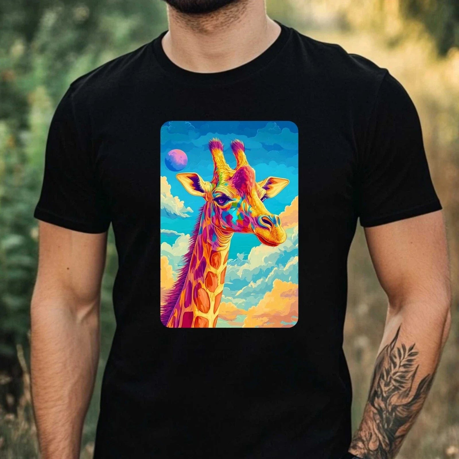 Mens Giraffe Anime Style Print Cotton Size XS to 5XL - Adult & Kids T-Shirts, Sweatshirts & Hoodies apparel design preview 1