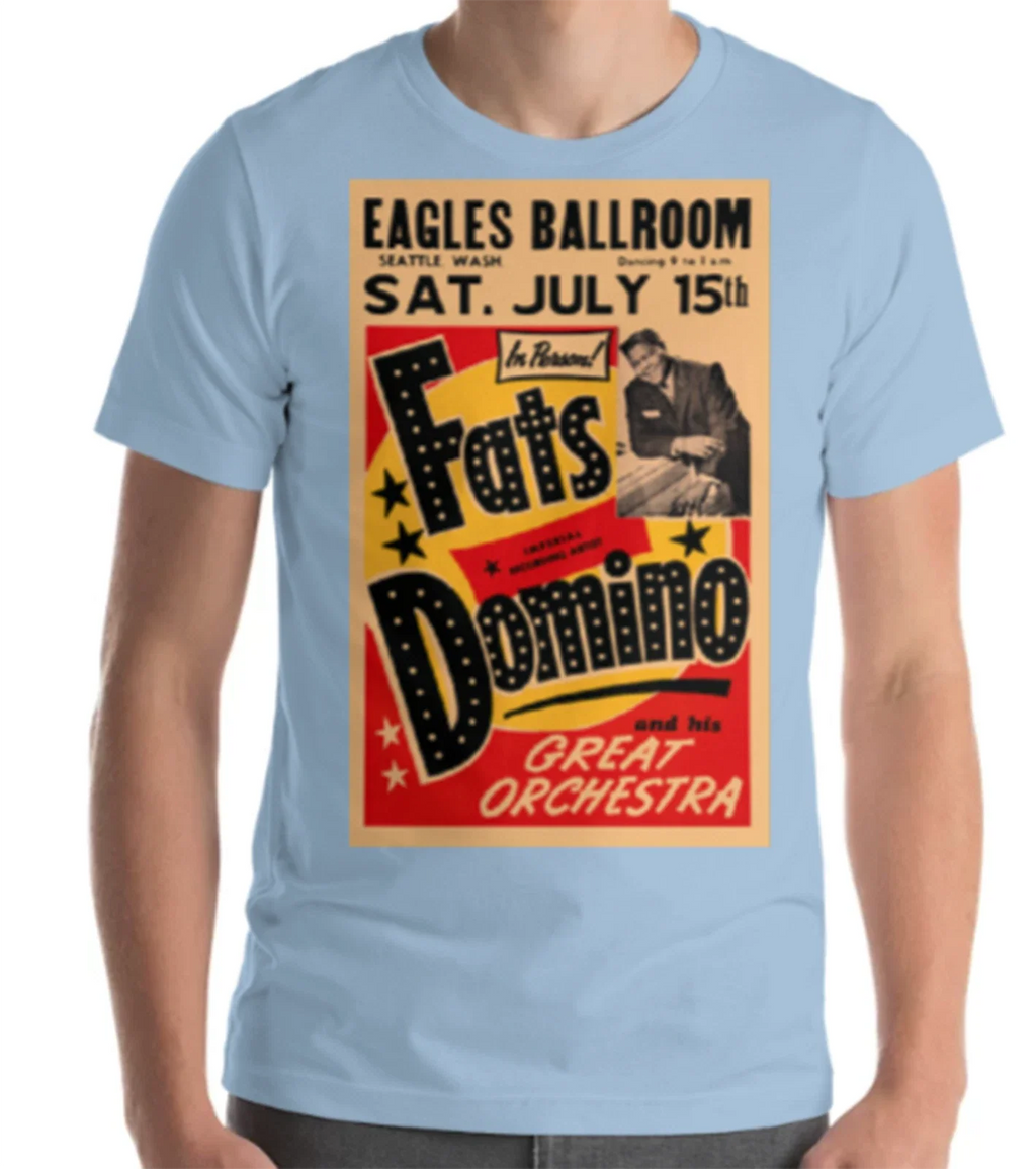 Fats Domino July 15, 1961 Seattle Concert Poster - Adult & Kids T-Shirts, Sweatshirts & Hoodies apparel design preview 1