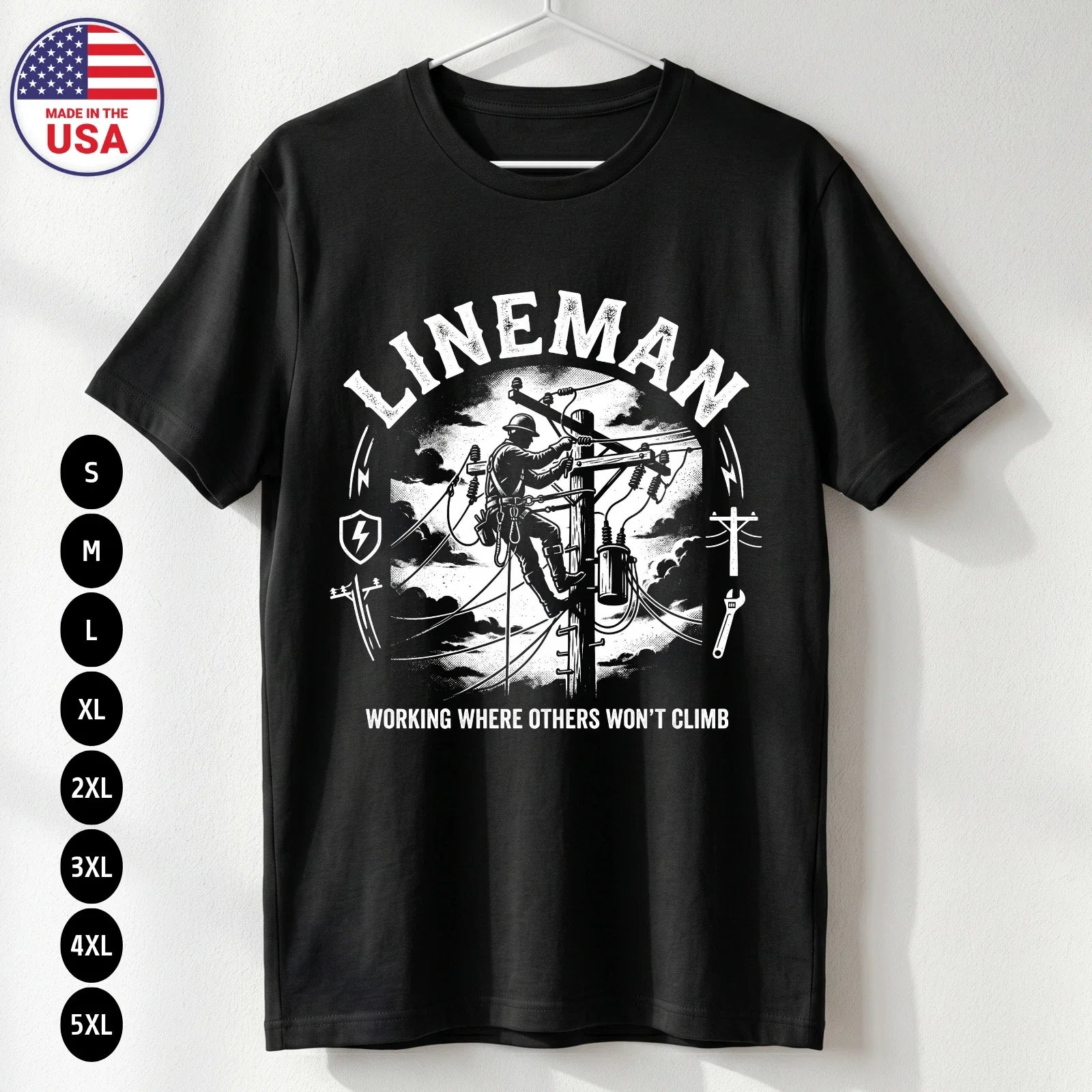 Lineman Power Line Worker Gift Graphic S-5XL - Adult & Kids T-Shirts, Sweatshirts & Hoodies apparel design preview 1