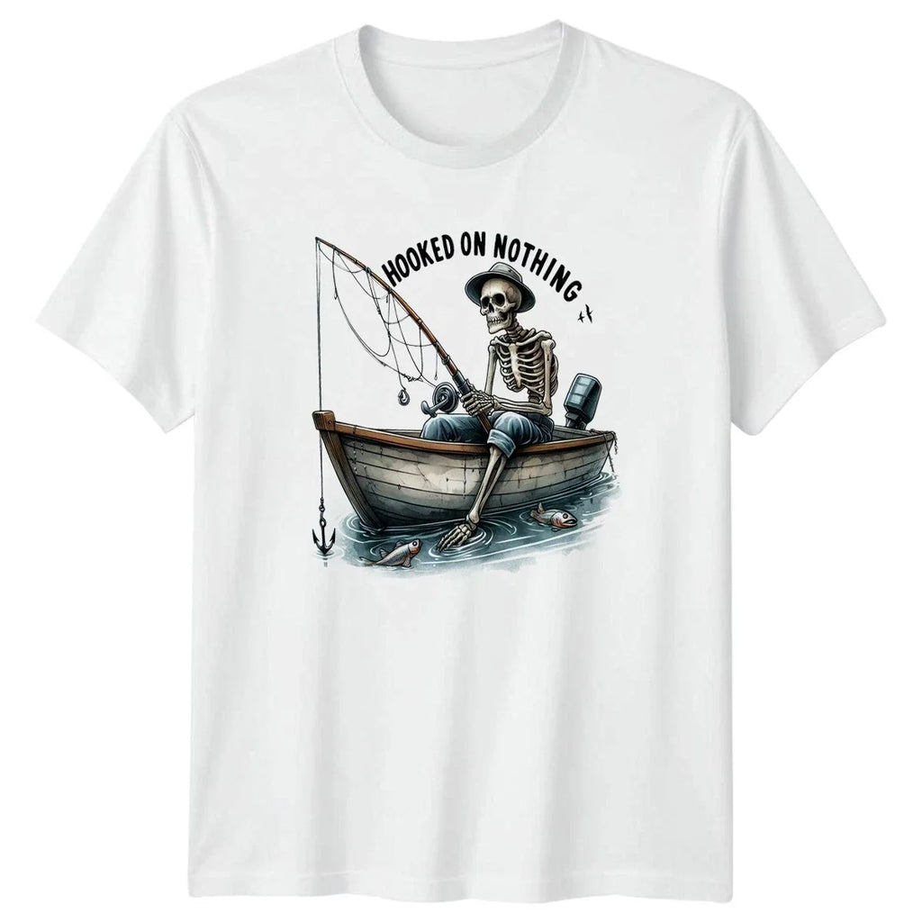 Hooked On Nothing Skeleton Novelty Fishing Birthday - Adult & Kids T-Shirts, Sweatshirts & Hoodies apparel design preview 1