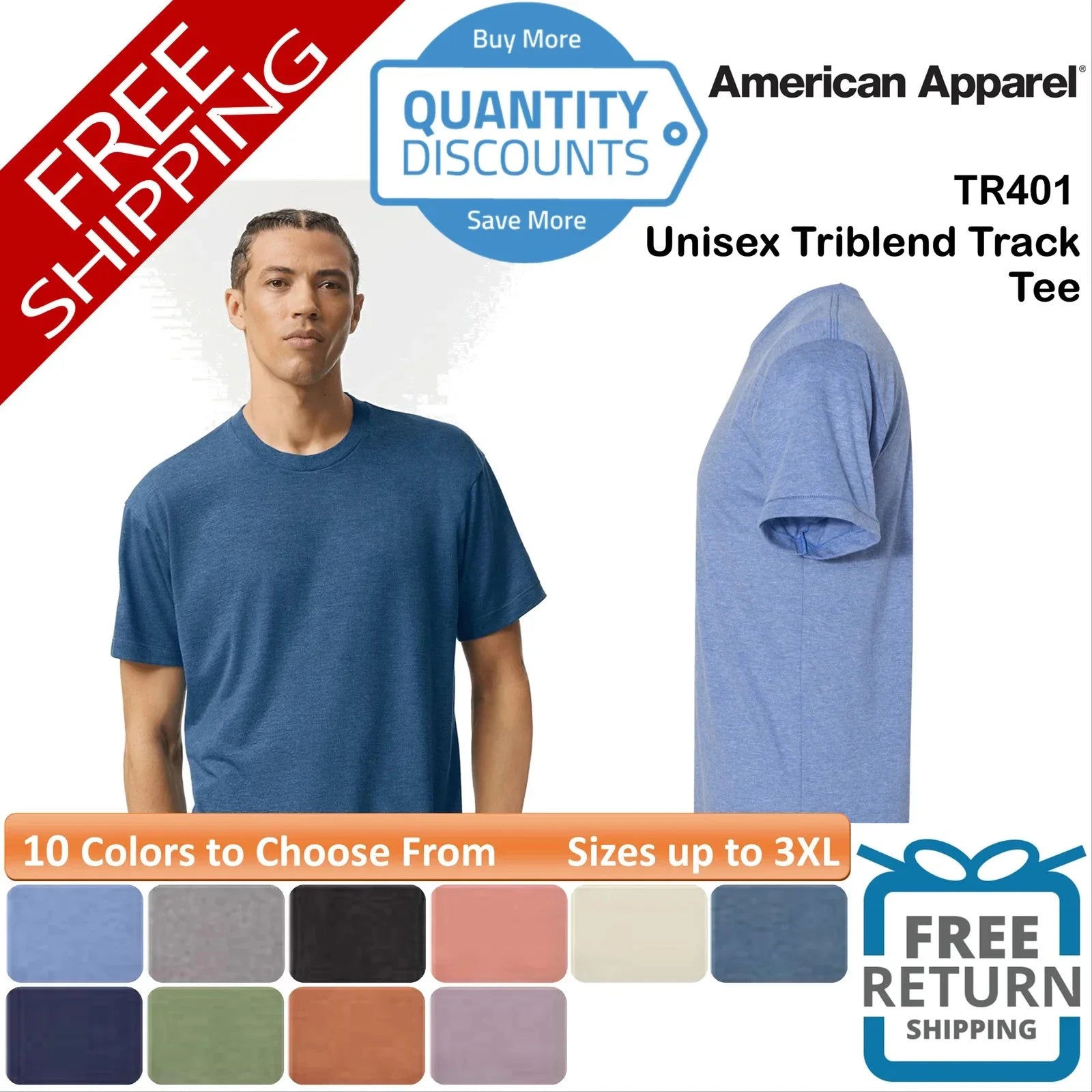 American Apparel Plain Blank Unisex Triblend Track Up - Adult & Kids T-Shirts, Sweatshirts & Hoodies apparel design preview 1