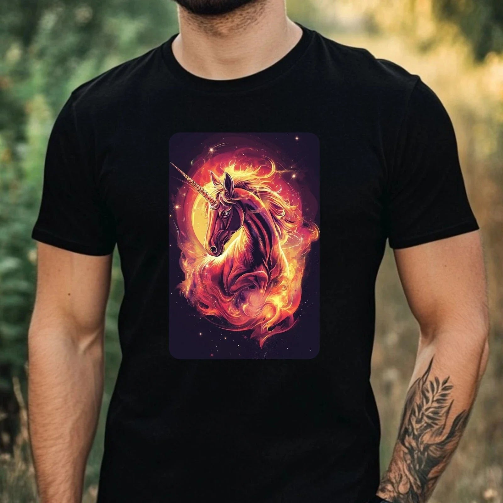 Mens Unicorn On Fire Motif Cotton Size XS to 5XL - Adult & Kids T-Shirts, Sweatshirts & Hoodies apparel design preview 1