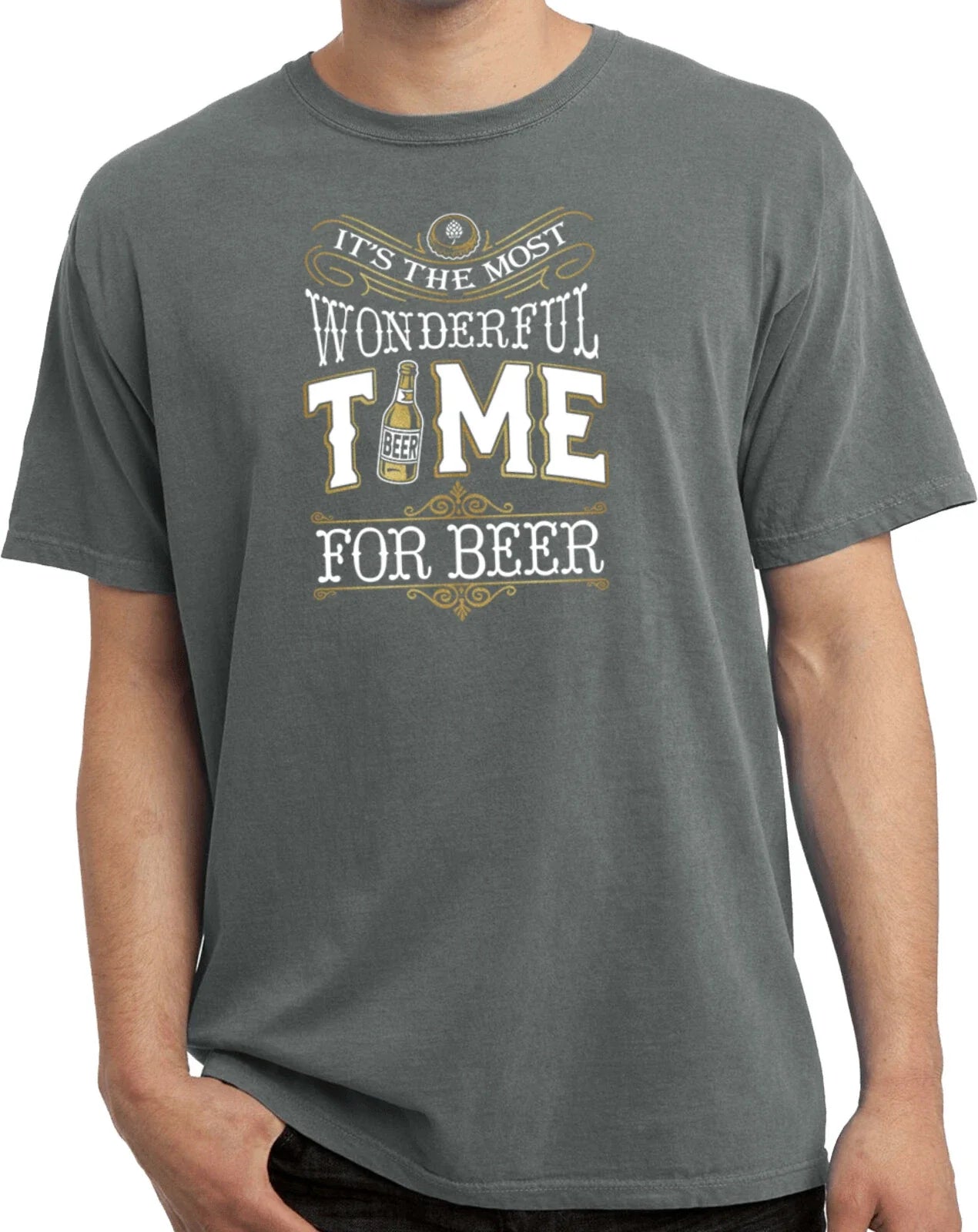 Wonderful Time for a Beer Pigment Dyed - Adult & Kids T-Shirts, Sweatshirts & Hoodies apparel design preview 1
