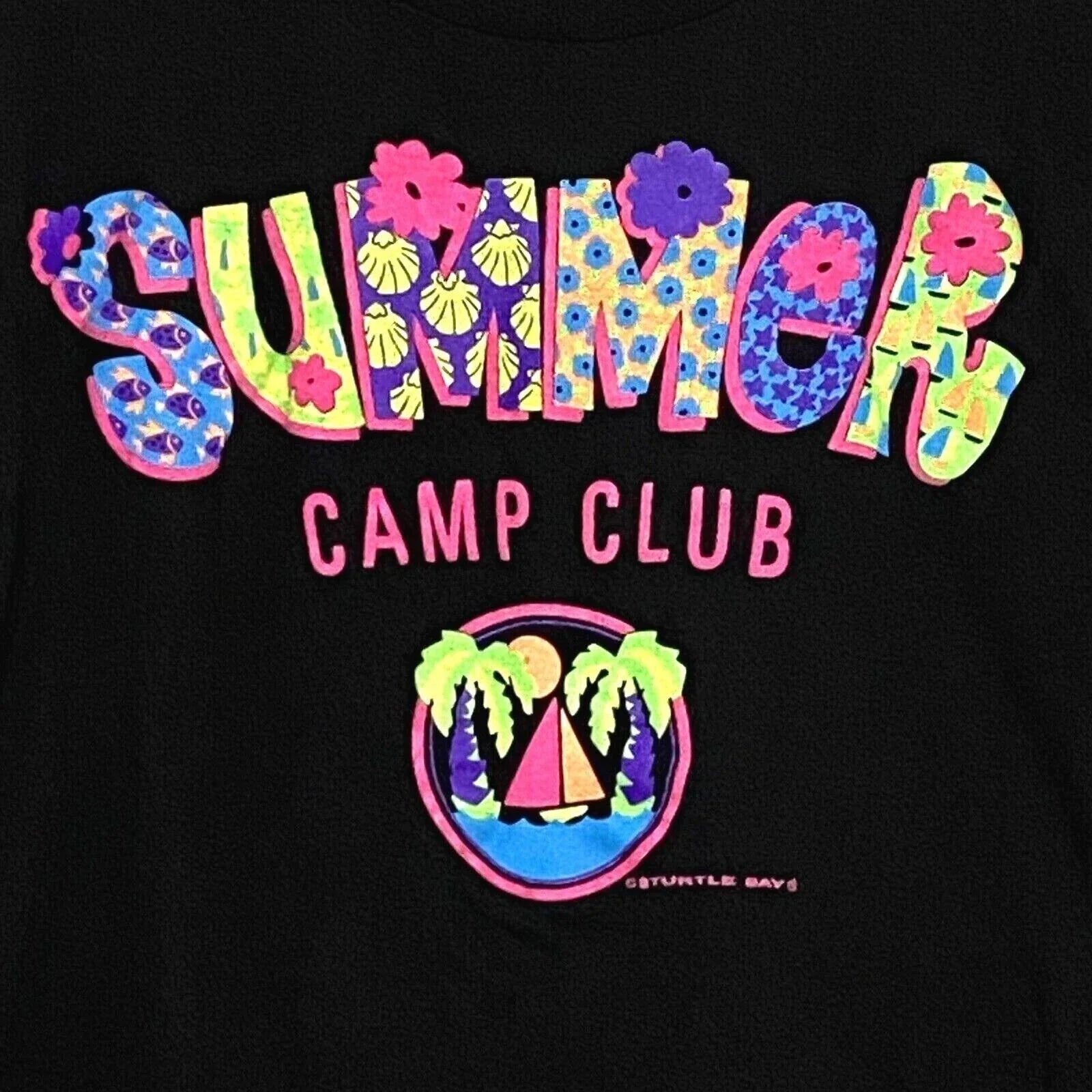Dopamine Summer Camp Club Womens L Black Flowers Boho - Adult & Kids T-Shirts, Sweatshirts & Hoodies apparel design preview 1