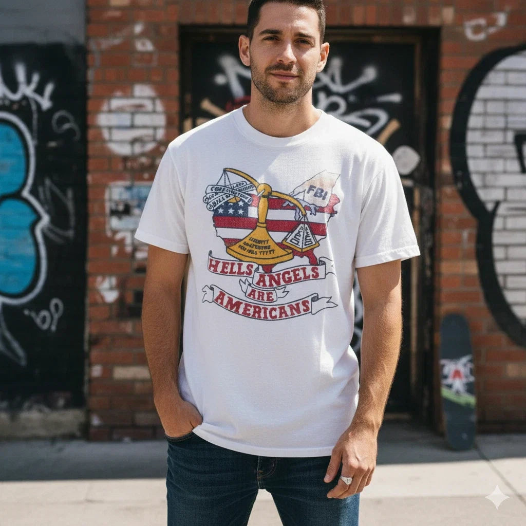 Hells Angels Are Americans Biker Motorcycle Vintage - Adult & Kids T-Shirts, Sweatshirts & Hoodies apparel design preview 1