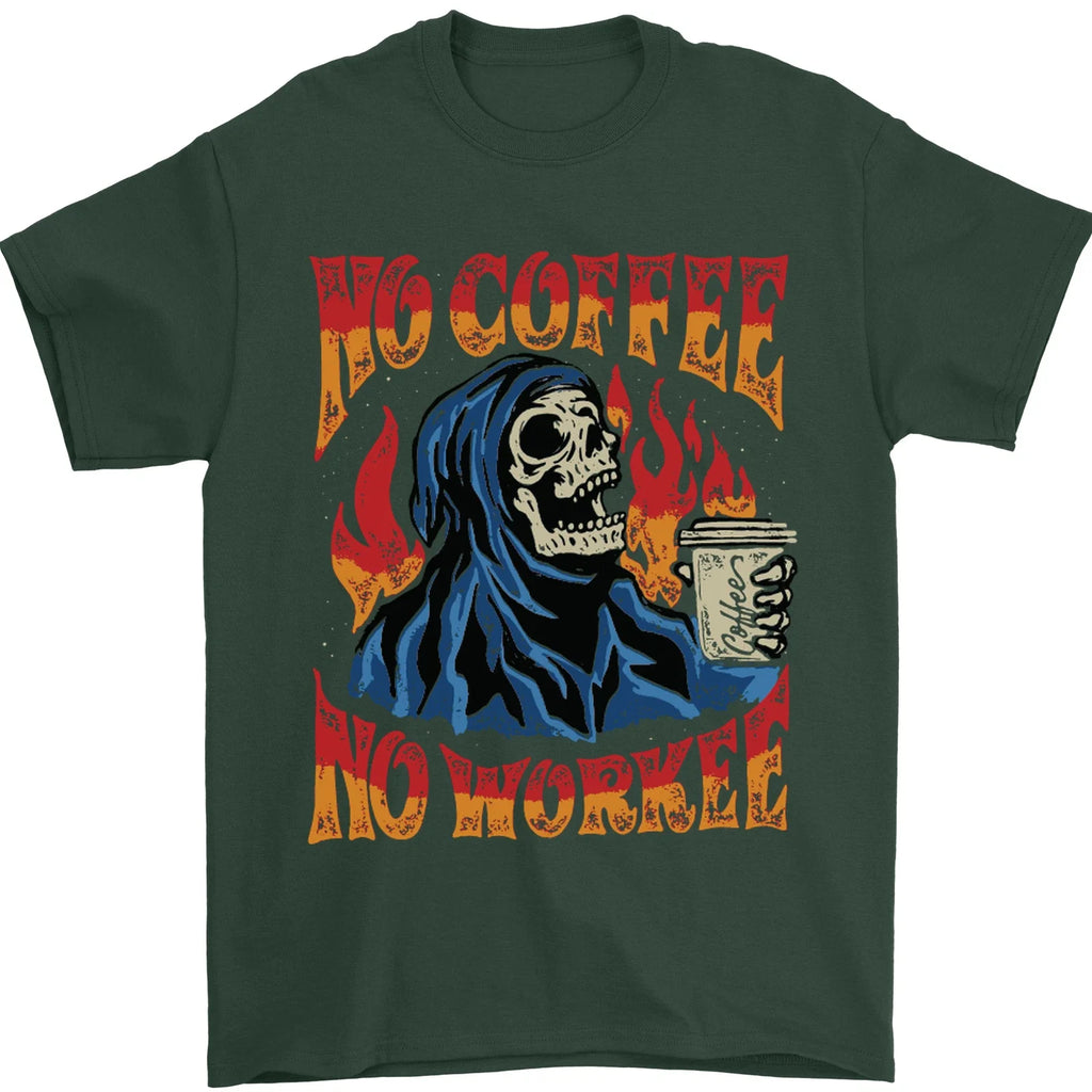 No Coffee Work Funny Skull Grim Reaper Mens 100% - Adult & Kids T-Shirts, Sweatshirts & Hoodies apparel design preview 1