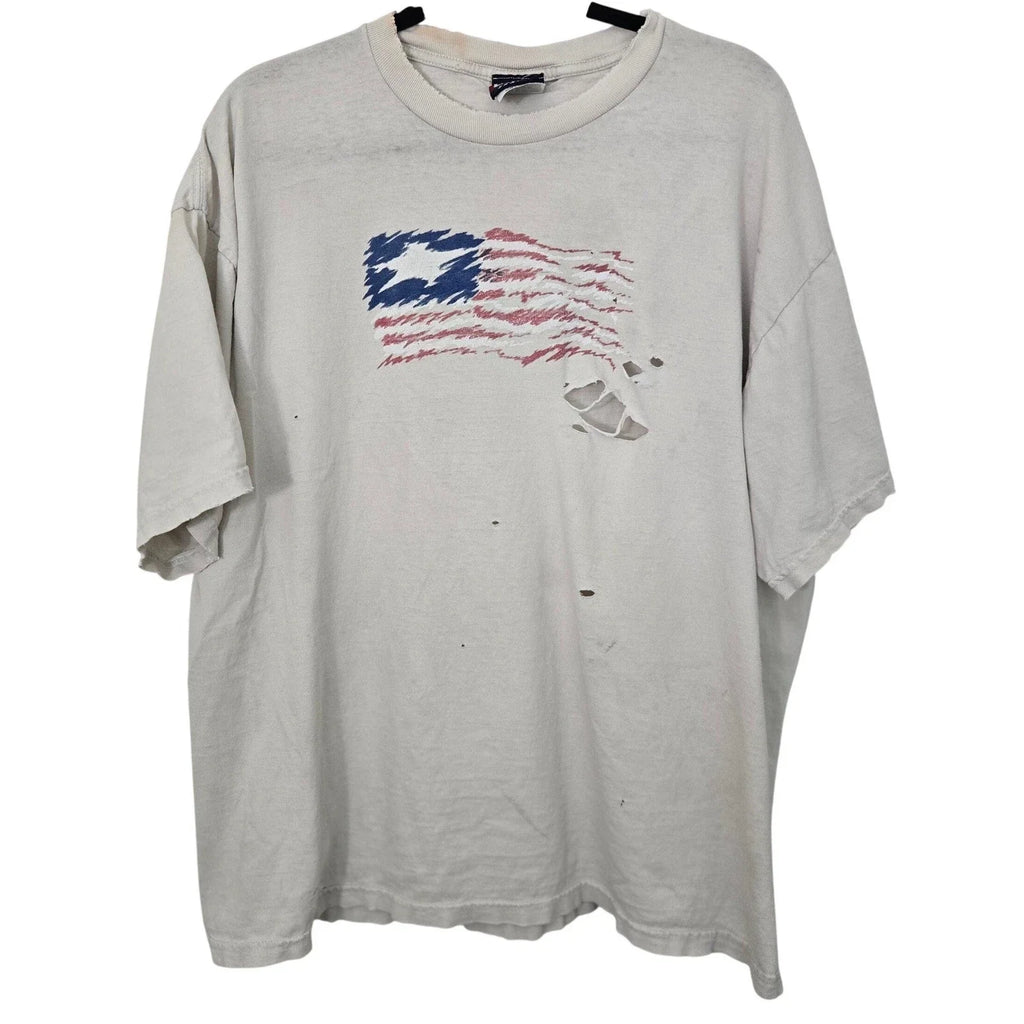 Vintage Y2K Thrashed American Flag Graphic Mens XL - Adult & Kids T-Shirts, Sweatshirts & Hoodies apparel design preview 1