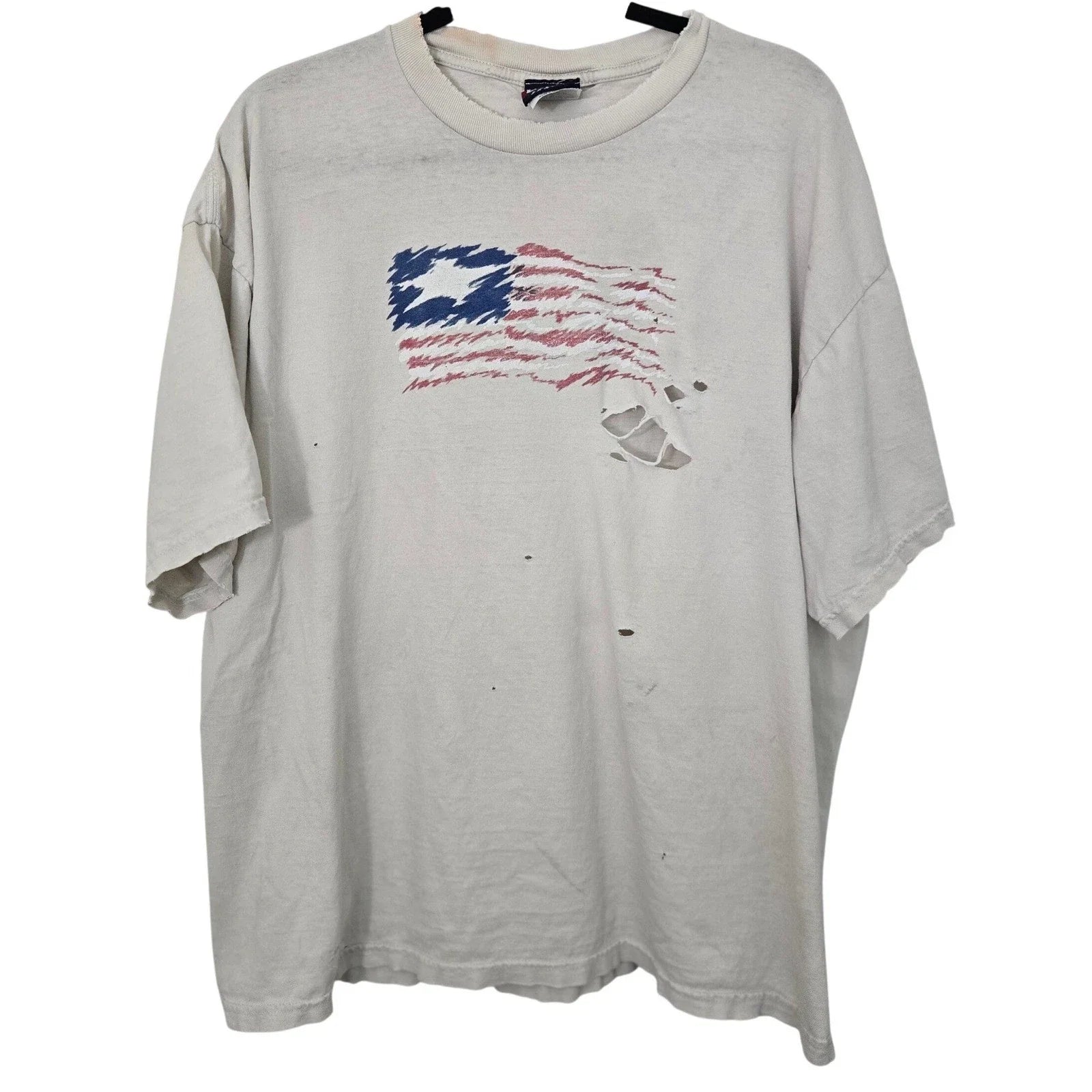 Vintage Y2K Thrashed American Flag Graphic Mens XL - Adult & Kids T-Shirts, Sweatshirts & Hoodies apparel design preview 1