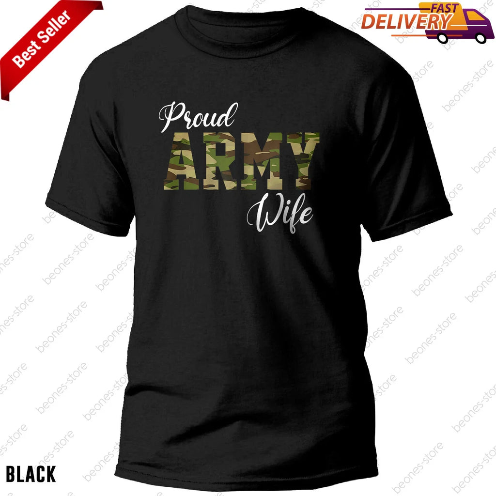 Proud Army Wife Military for Women of Brave US - Adult & Kids T-Shirts, Sweatshirts & Hoodies apparel design preview 1