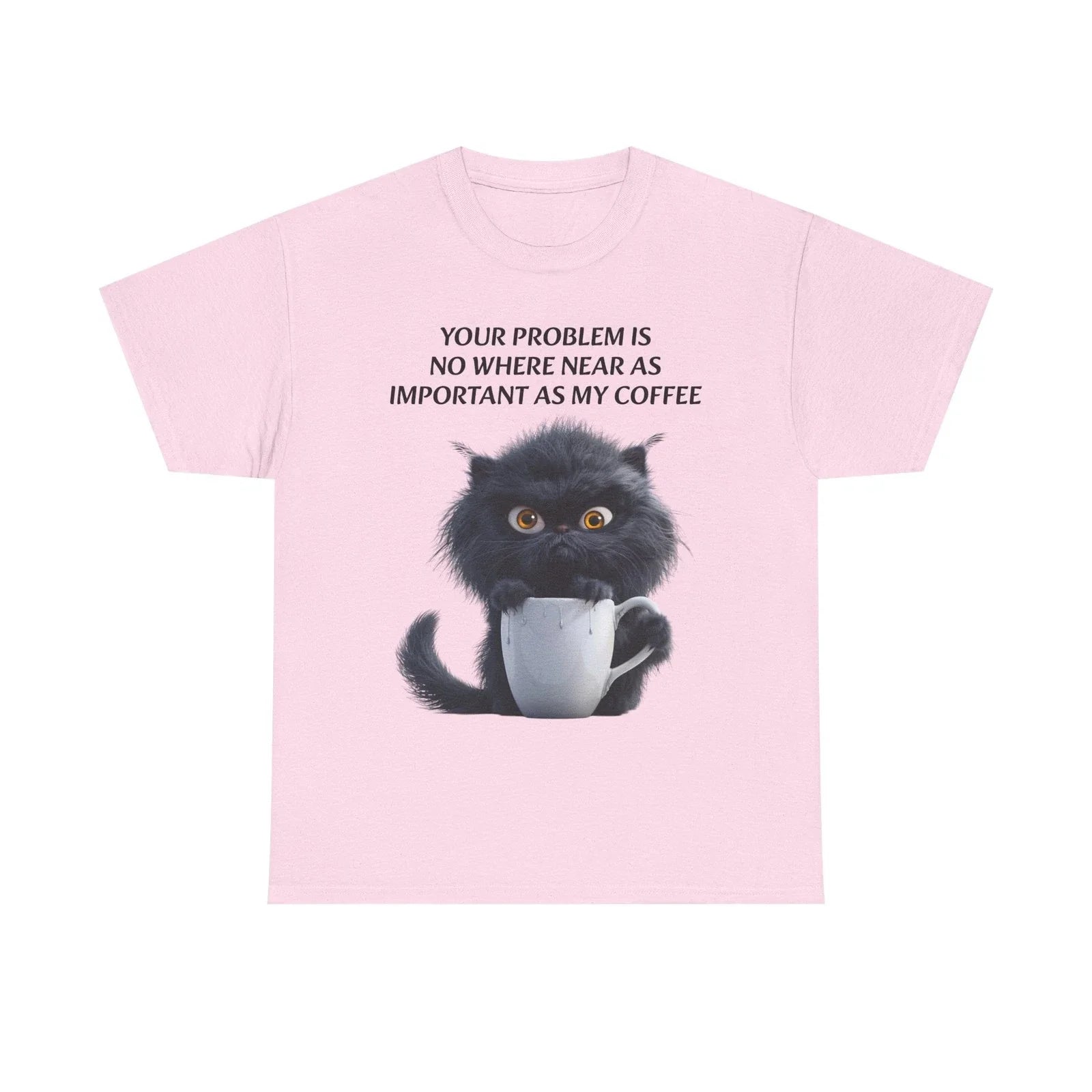 Grumpy Black Cat with Coffee Funny - Adult & Kids T-Shirts, Sweatshirts & Hoodies apparel design preview 1