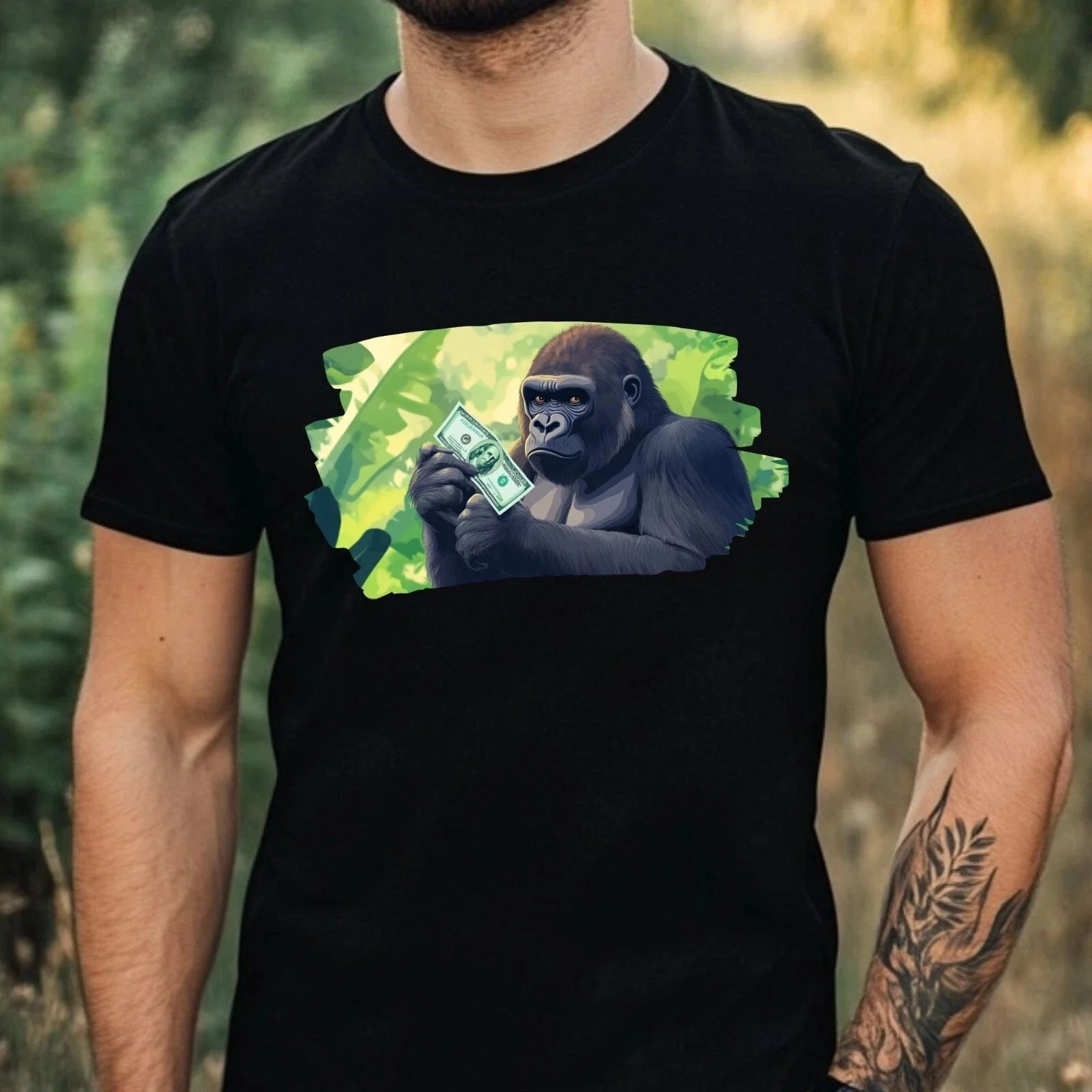 Mens Funny Gorilla Money Print Cotton Size XS to 5XL - Adult & Kids T-Shirts, Sweatshirts & Hoodies apparel design preview 1