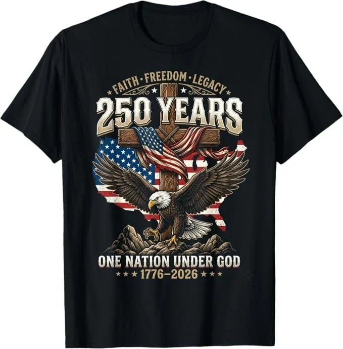250 Years Faith Freedom Legacy Eagle 250th - Adult & Kids T-Shirts, Sweatshirts & Hoodies apparel design preview 1