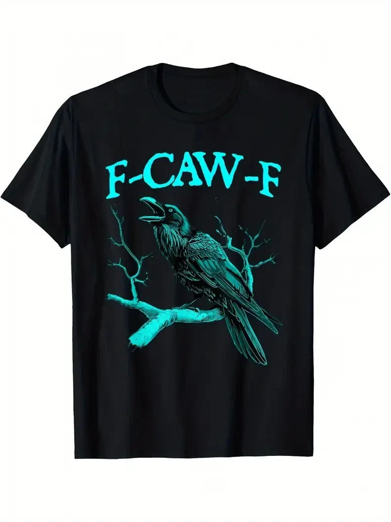 Men'S Funny F-CAW-F Crow Graphic Black with Teal - Adult & Kids T-Shirts, Sweatshirts & Hoodies apparel design preview 1