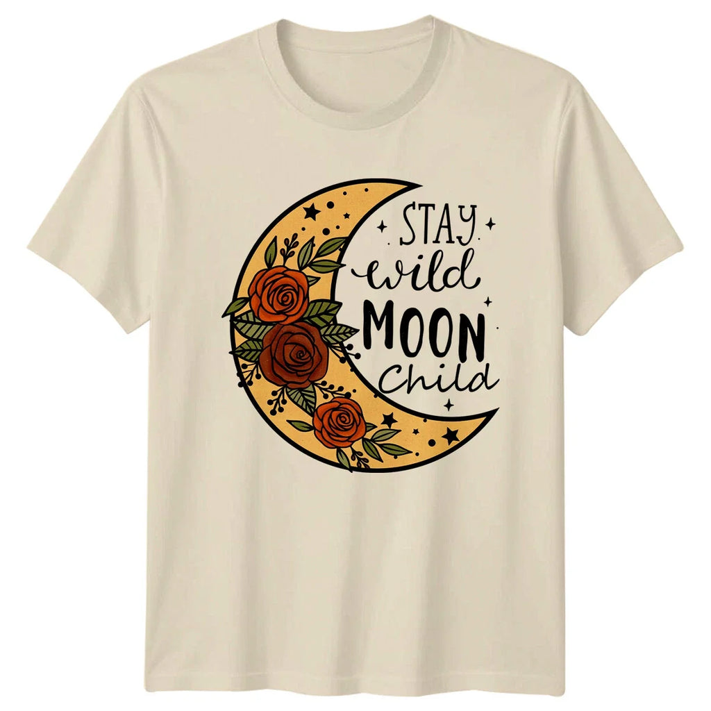 Stay Wild Moon Child Celestial Boho Crescent Floral - Adult & Kids T-Shirts, Sweatshirts & Hoodies apparel design preview 1