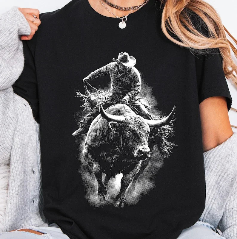 Rodeo Bull Rider Graphic Cowboy Riding Western - Adult & Kids T-Shirts, Sweatshirts & Hoodies apparel design preview 1