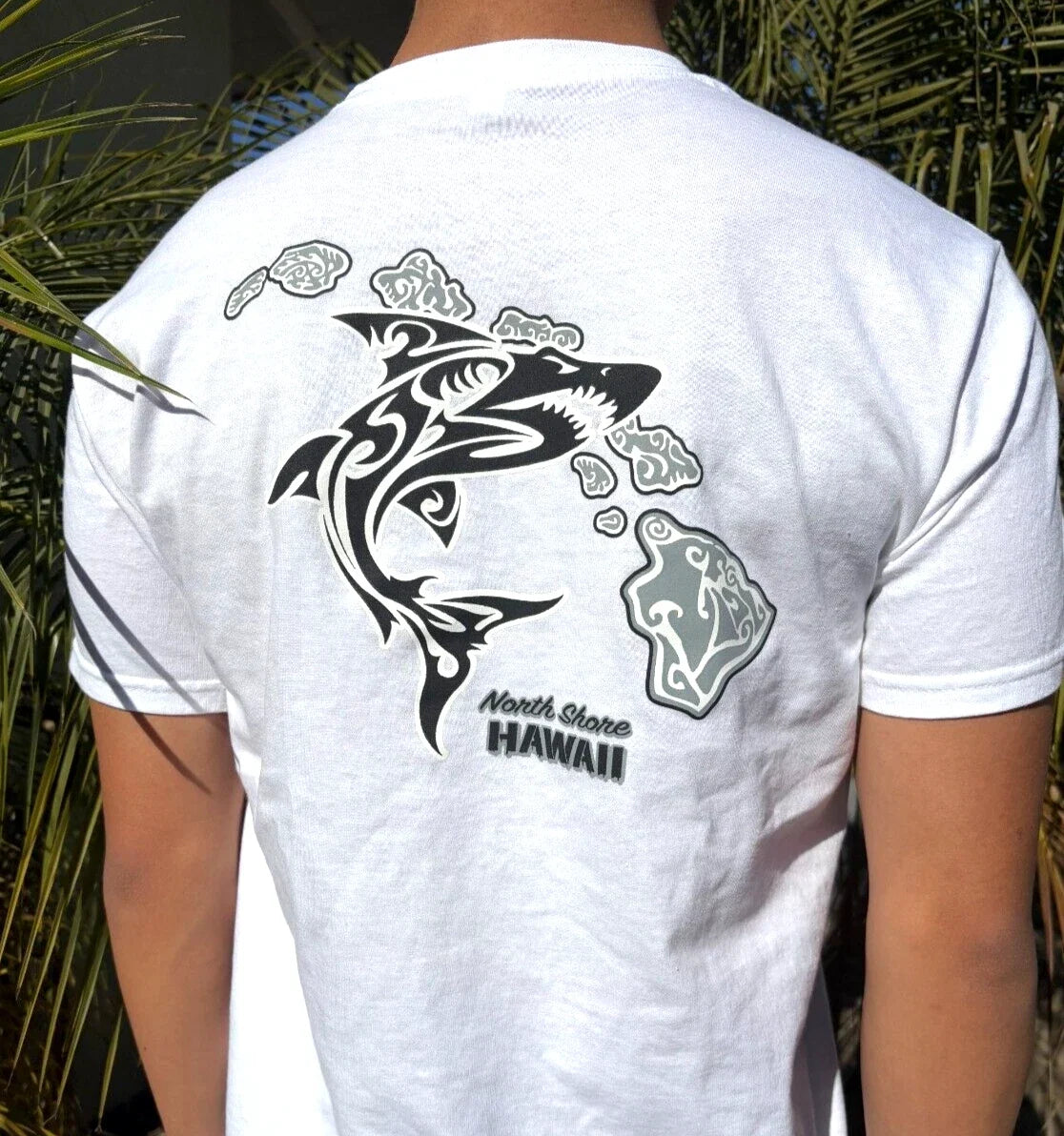 Hawaiian Design Surfing Beach White Tribal Shark - Adult & Kids T-Shirts, Sweatshirts & Hoodies apparel design preview 1