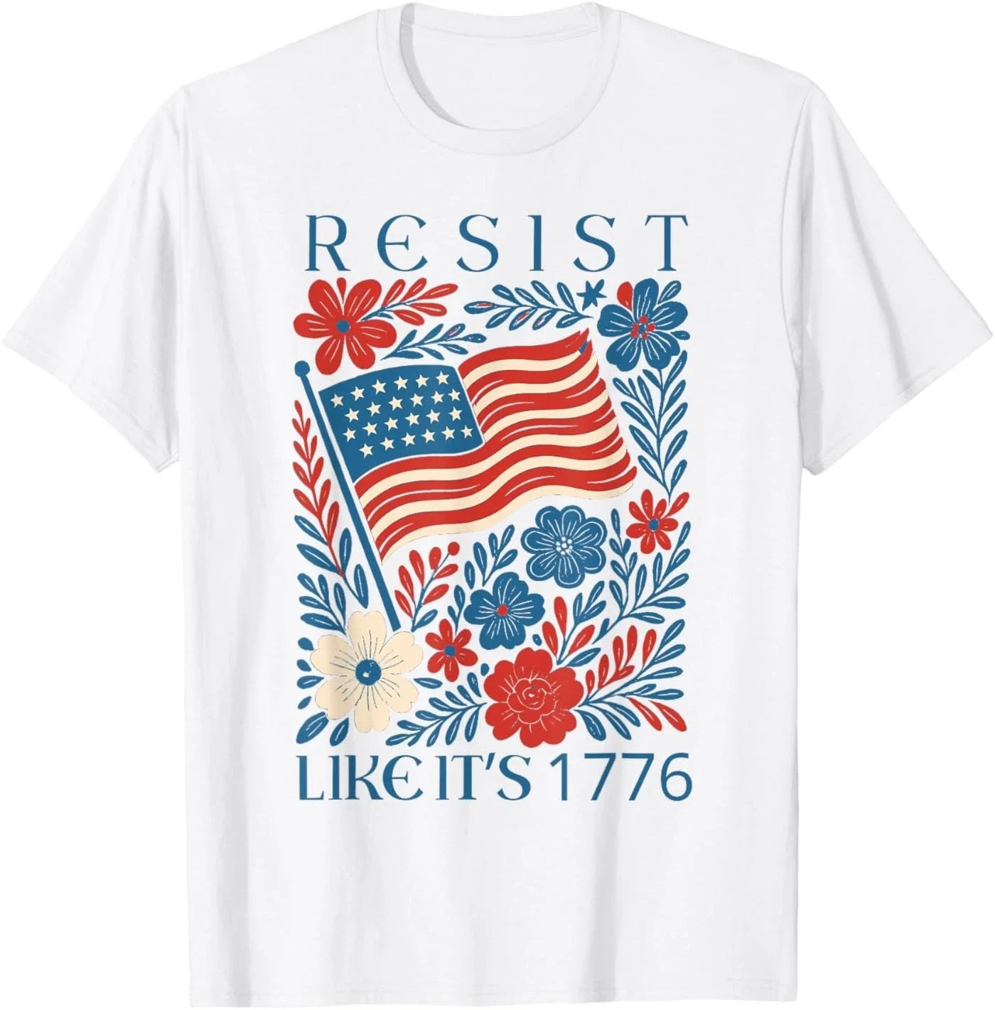 Vintage Boho Floral Subtle Resist Like It's 1776 250 - Adult & Kids T-Shirts, Sweatshirts & Hoodies apparel design preview 1