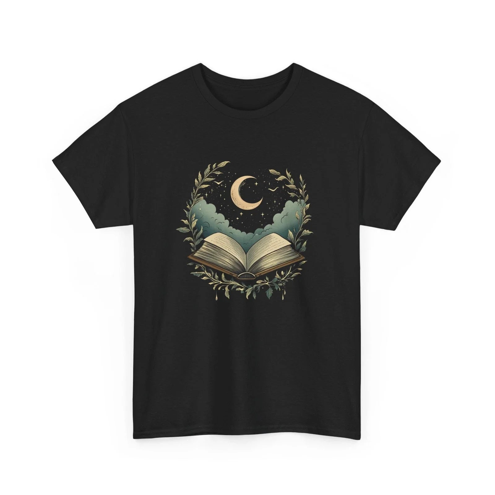 Book Funny Reading Mystical Boho Moon Leaf - Adult & Kids T-Shirts, Sweatshirts & Hoodies apparel design preview 1