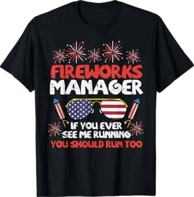 Fireworks Director Run Funny Fourth of July 4th Men - Adult & Kids T-Shirts, Sweatshirts & Hoodies apparel design preview 1