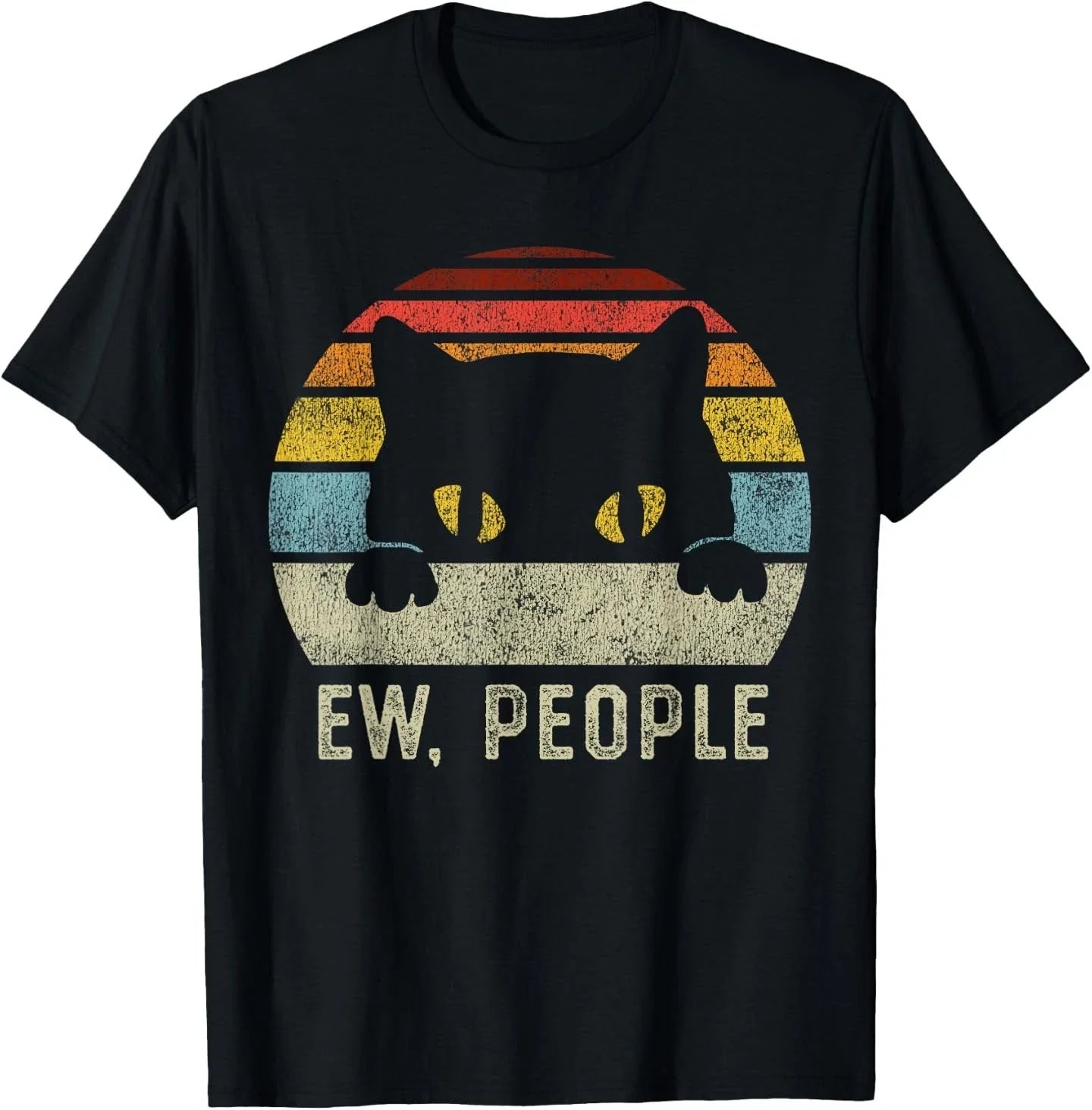 Ew People Retro Cat Funny Vintage Anti Social - Adult & Kids T-Shirts, Sweatshirts & Hoodies apparel design preview 1