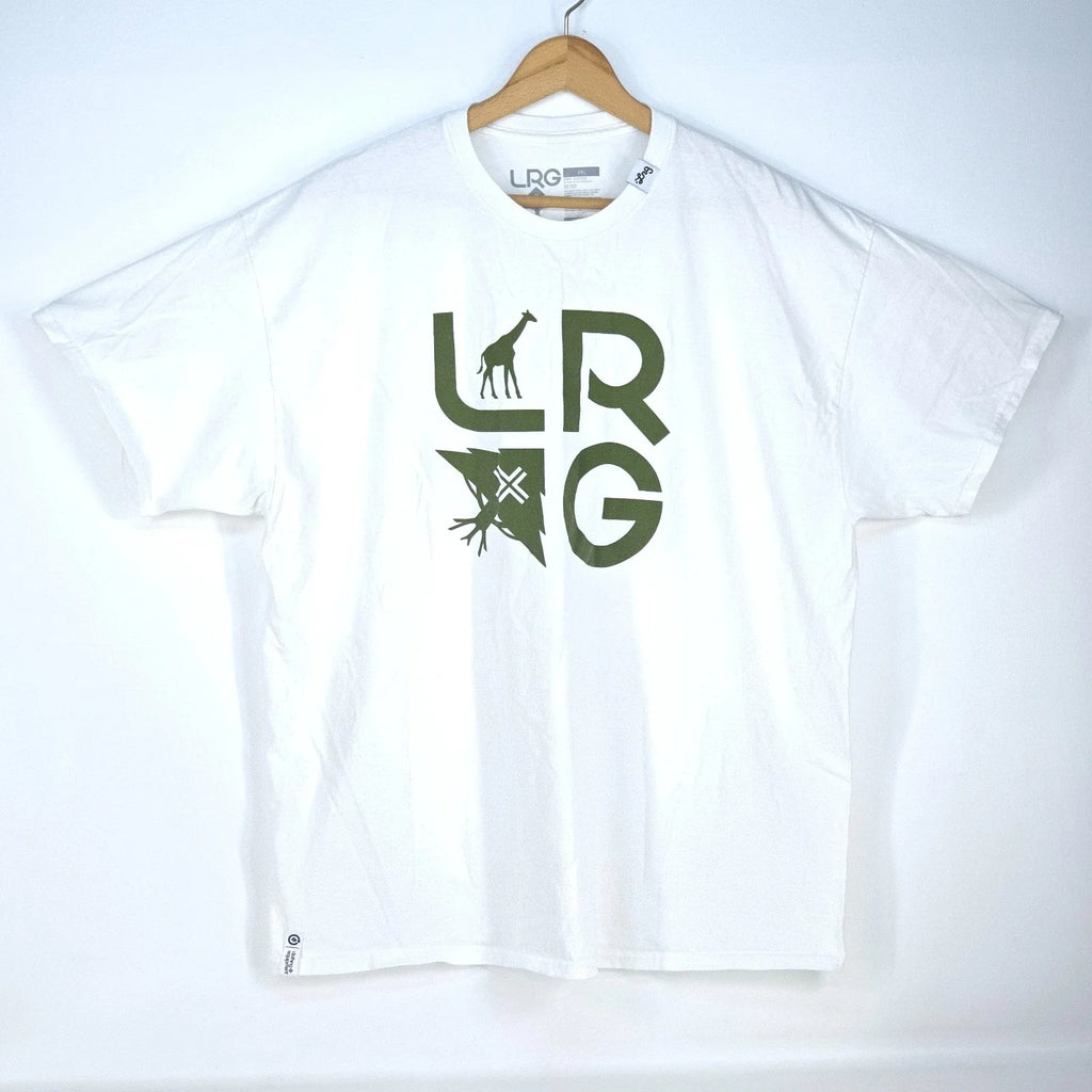 LRG Giraffe Logo Graphic Print Mens 2XL White - Adult & Kids T-Shirts, Sweatshirts & Hoodies apparel design preview 1
