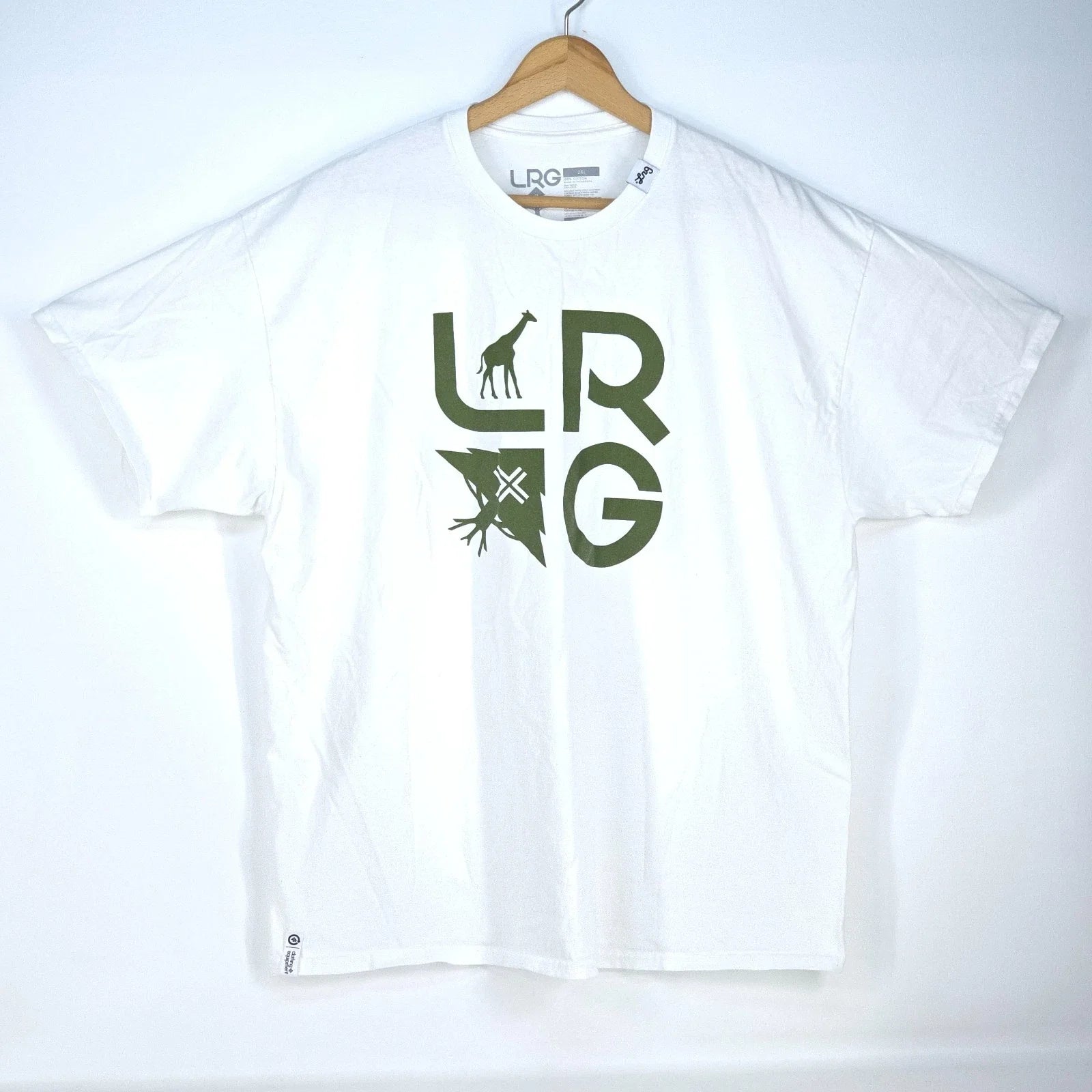 LRG Giraffe Logo Graphic Print Mens 2XL White - Adult & Kids T-Shirts, Sweatshirts & Hoodies apparel design preview 1