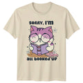 Sorry, I'm All Booked Up Cat Reading Cute Book Lover - Adult & Kids T-Shirts, Sweatshirts & Hoodies apparel design preview 1